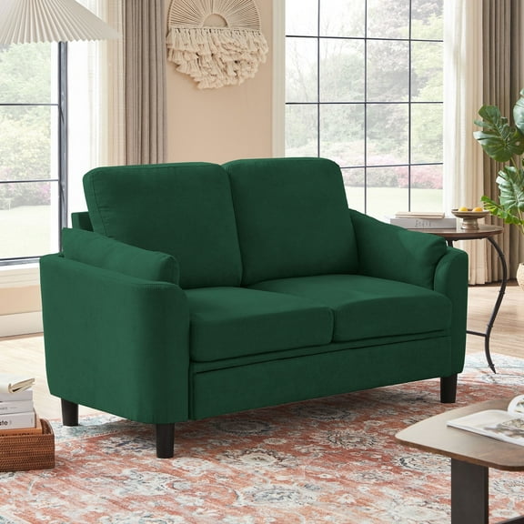 Soscana Small Sofa Couch Loveseat, 2 Seater Sofa for Living Room Apartment Bedroom Studio Office Small Space,Green