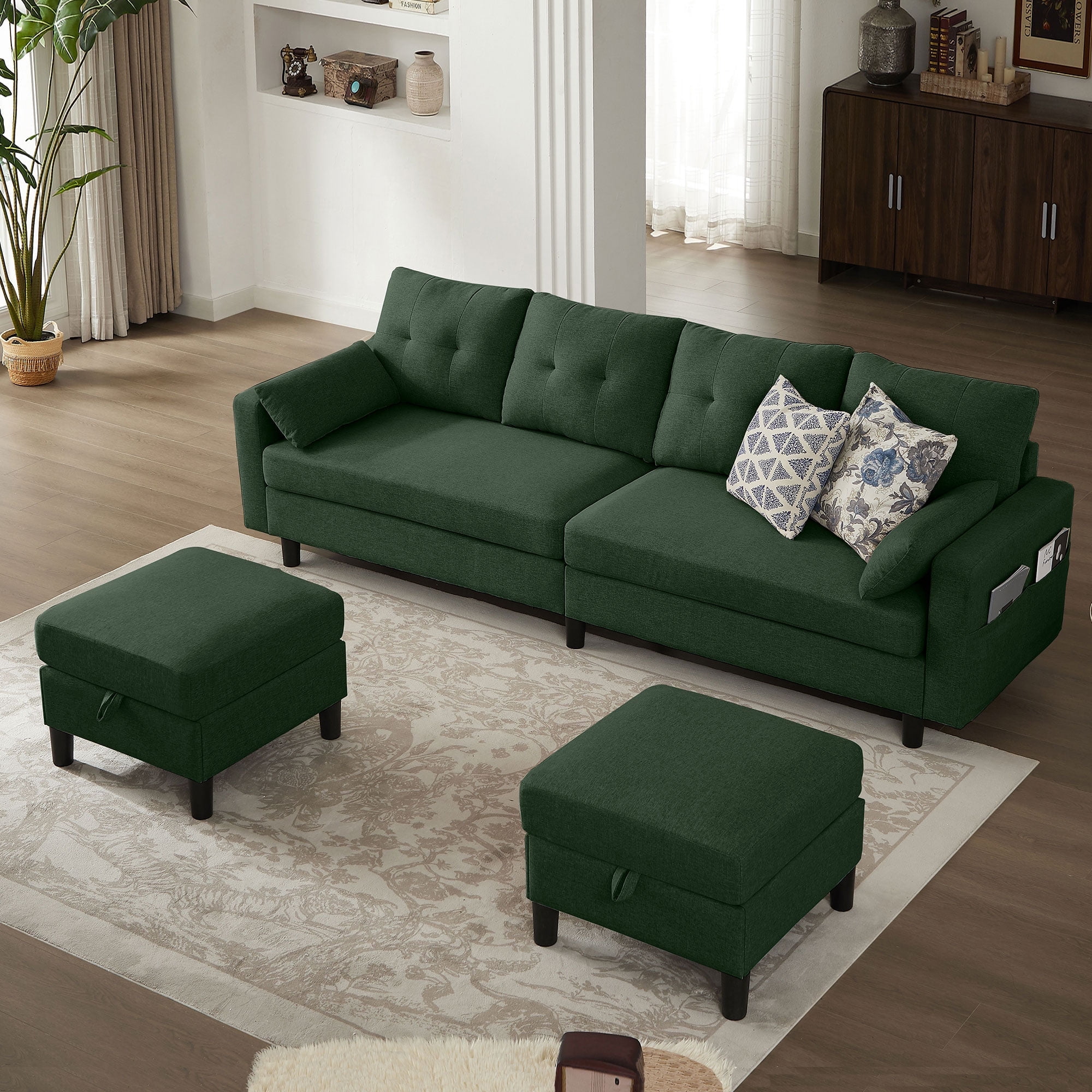 Bloomwhale Large 4-Seater L-Shaped Sectional Sofa with Storage Ottoman and Side Pocket for Bedroom and Living Room - Walmart.com Bloomwhale Large 4-Seater L-Shaped Sectional Sofa with Storage Ottoman and Side Pocket for Bedroom and Living Room - Walmart.com