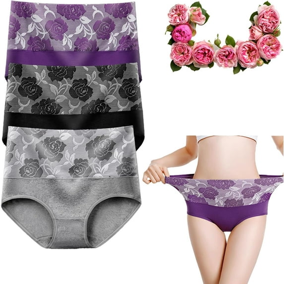 Bloomyfit Leak Proof Underwear for Women, Bloomyfit High Waist Tummy Control Panties, Rose Jacquard Ladies Panty