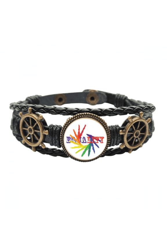 Bloong Differentiation Identity Rainbow Equality Leather Braided Ocean Bracelet Wristband