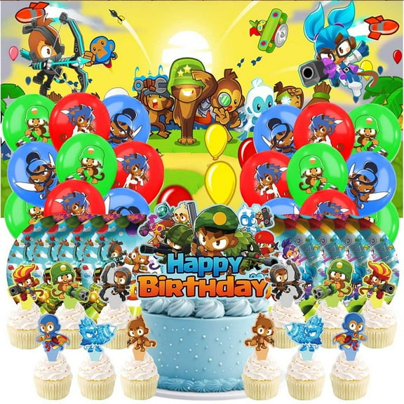 Bloons TD Birthday Party Supplies Balloons Plates Decoration Cake Topper Decor Tableware Banner Backdrop