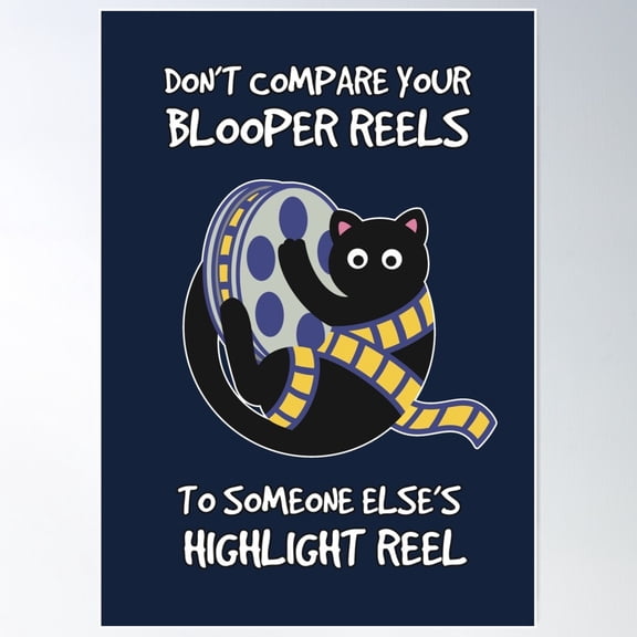 Blooper Reel Kitten Poster Wall Art, Modern Wall Decor For Living Room Bedroom, 12x18 UNFRAMED
