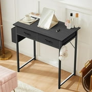Blorly 32 Computer Desk, Small Desk with Fabric Drawers, Easy Assembly for Small Space, Bedroom, Home Office, Black