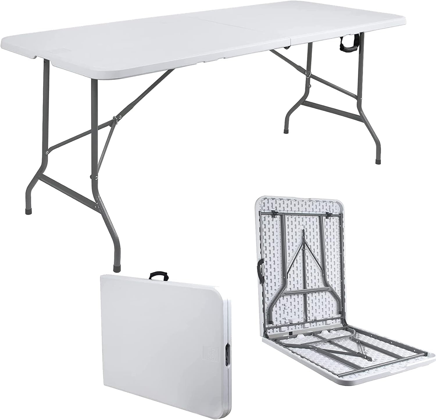 Blorly 4ft Folding Table, Outdoor Indoor Heavy Duty Portable Desk with Carrying Handle for Camping Picnic Party