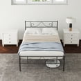 thumbnail image 1 of Blorly Adults Twin Metal Bed Frame with Headboard and Noise-Free Design, Black, 1 of 7