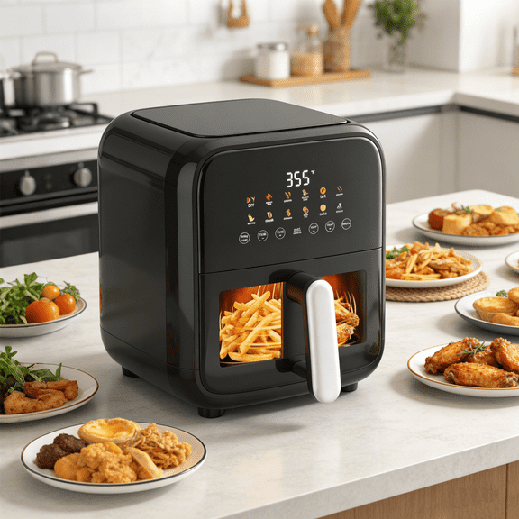 Taoset Air Fryer 12 in 1, 7.5 QT Large Airfryer with View Windows,MAX 400℉ for Crispy, 95% Less Oil, Fast Roast, Preheat, Shake, Bake, Easy Clean with Digital Touch Screen