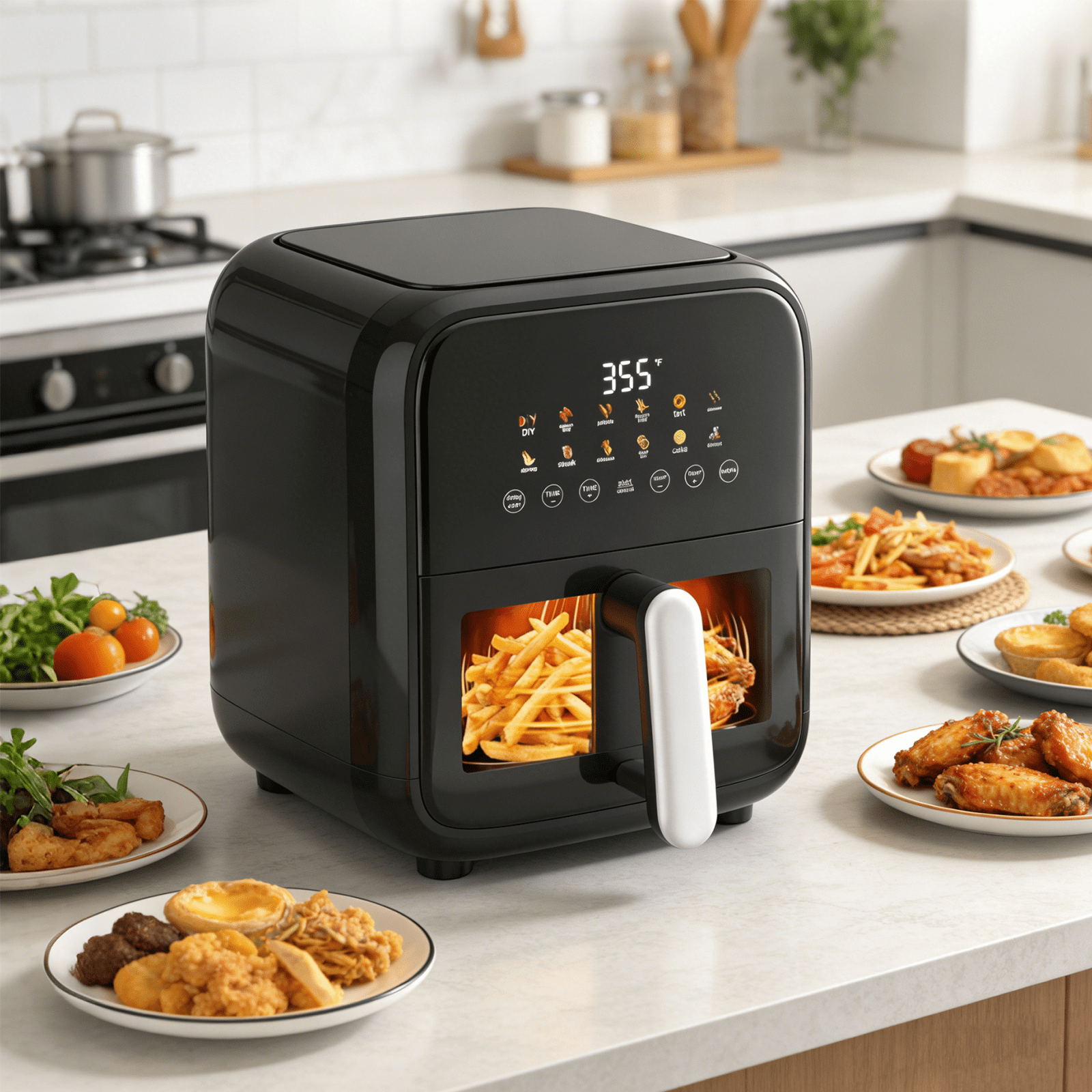 Blorly Air Fryer 12 in 1, 7.5 QT Large Airfryer with View Windows,MAX 400℉ for Crispy, 95% Less Oil, Fast Roast, Preheat, Shake, Bake, Easy Clean with Digital Touch Screen