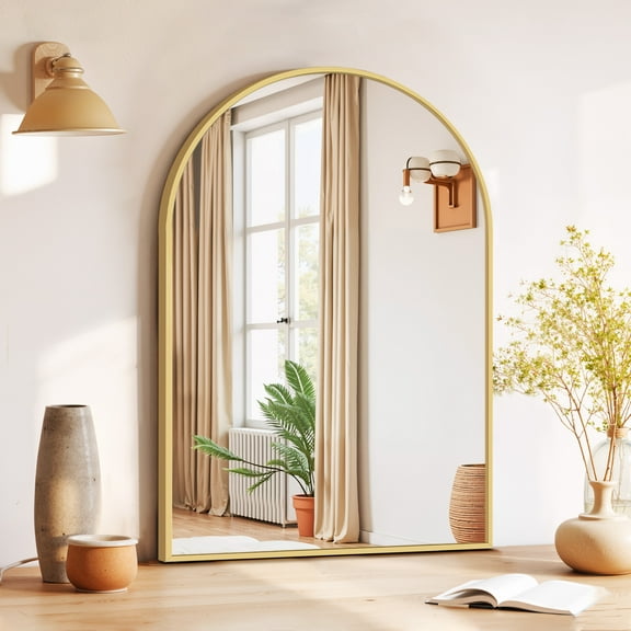 Blorly Bathroom Mirror, 20"X30" Inch Gold Wall Vanity Arch Mirror, Rounded Arch Mirror, Anti-Rust, Tempered Glass, Hangs Vertically