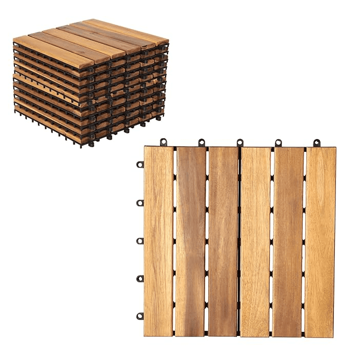 Blorly Interlocking Wooden Deck Tiles 30X30cm Decor All Weather Balcony