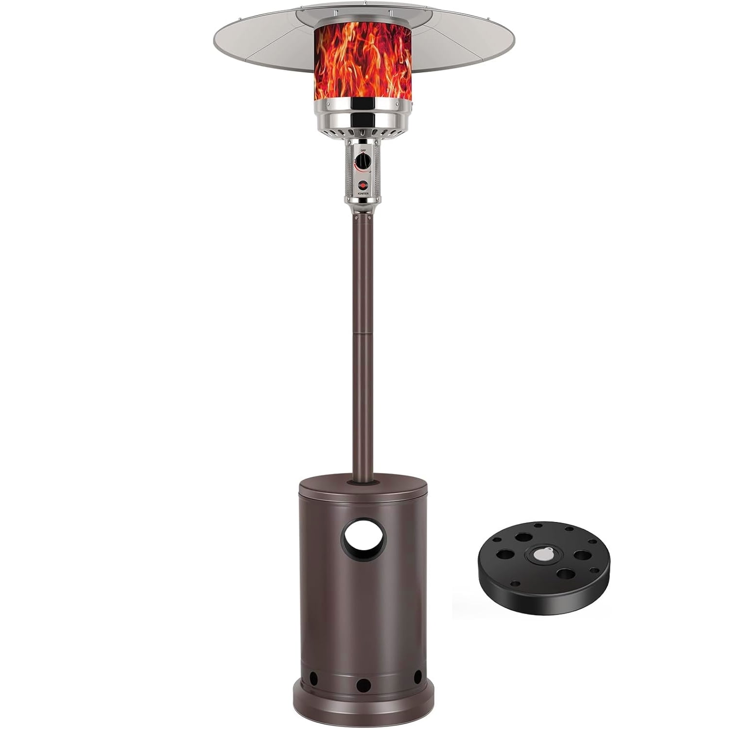 Blorly Propane Heater with Sand Box,Wheels, 87inch height 48,000 BTU Outdoor Heaters with Auto-off Protection, Double-Layer Stainless Steel - Walmart.com