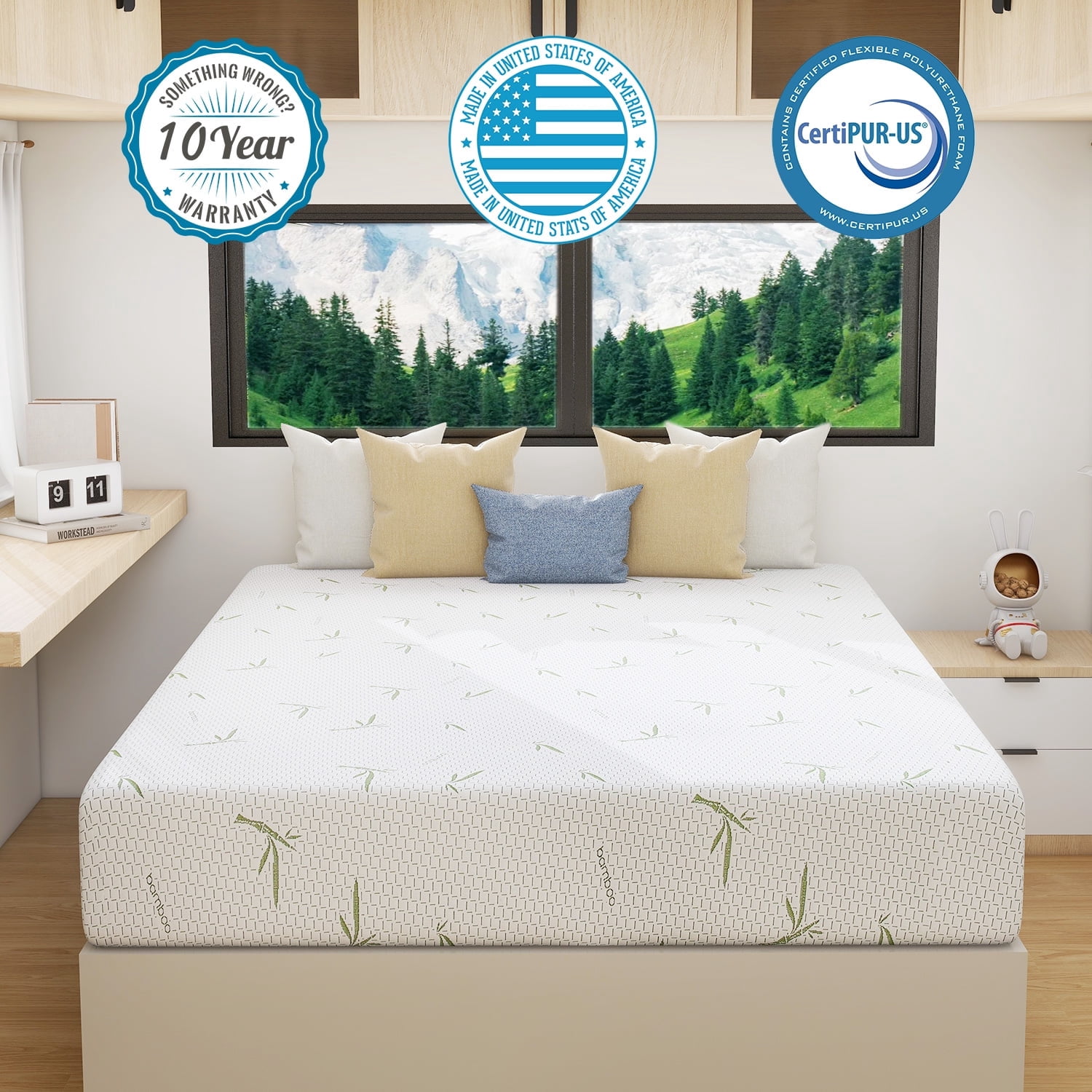 IULULU 8-inch Short Queen RV Travel Mattress, Memory Foam for Campers ...