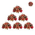 thumbnail image 1 of Blosmon Artificial Christmas Poinsettia Flowers Ball 6 Pcs Red Gold Glitter Fake Poinsettia Christmas Flowers Arrangement Centerpieces Decorations for Winter Indoor Home Parties, 1 of 6