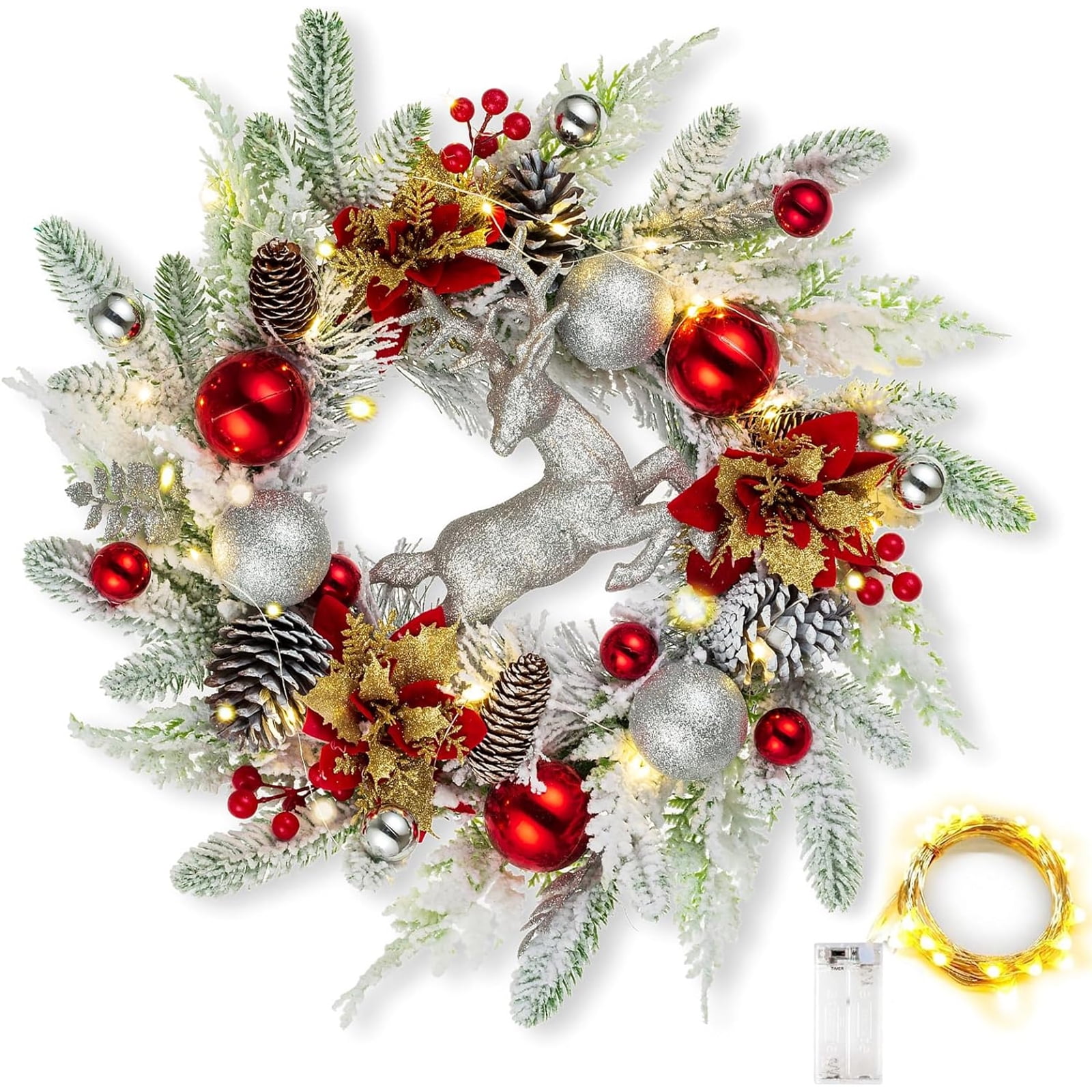 Blosmon Artificial Christmas Wreath 20" Christmas Wreaths for Front