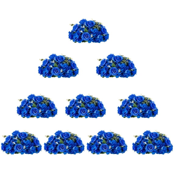 Blosmon Artificial Flower Kissing Balls for Wedding Table Centerpieces 10Pcs 14.2 Large Royal Blue Fake Roses Hydrangea Flower Arrangement