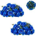 thumbnail image 1 of Blosmon Artificial Flower Kissing Balls for Wedding Table Centerpieces 2Pcs 14.2 Large Royal Blue Fake Roses Hydrangea Flower Arrangement, 1 of 7