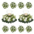 thumbnail image 1 of Blosmon Candle Rings 13.4" Artificial Silk White Rose Wedding Centerpiece Wreath (10 Count), 1 of 3