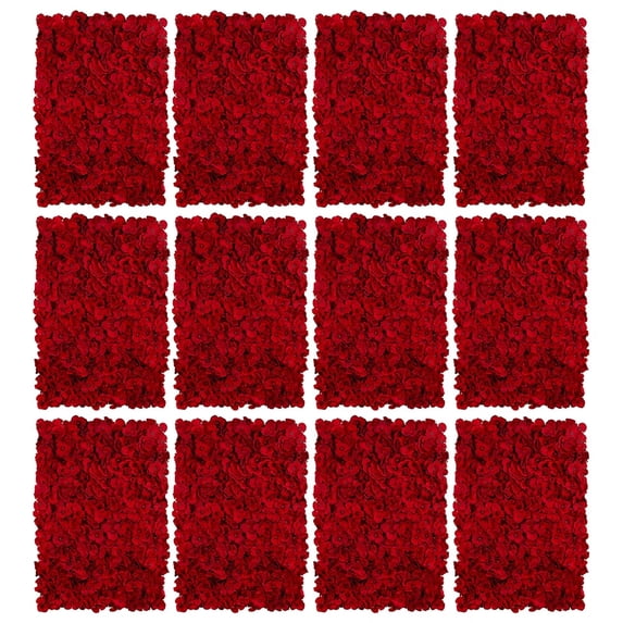 Blosmon Flower Wall Panel for Wedding Decor 12pcs Red Silk Hydrangea Flower Backdrop