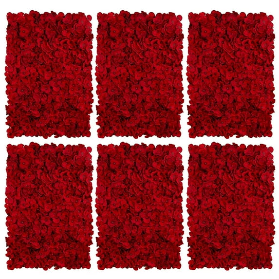 Blosmon Flower Wall Panel for Wedding Decor 6pcs Red Silk Hydrangea Flower Backdrop