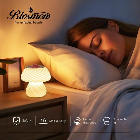 Blosmon Mushroom Wax Melt Warmer: Scentsy Wax Melter for Scented Wax Cute Electric Wax Burner Fragrance Candle Warmer Home Decor Birthday Gift for Women