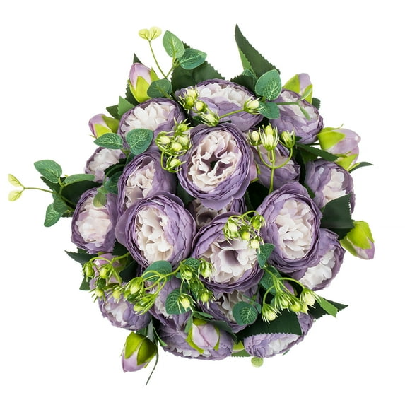 Blosmon Peonies Artificial Flowers for Wedding 4 Bunches of Silk Faux Violet Flowers Bouquet for Home Party Centerpieces Decoration.