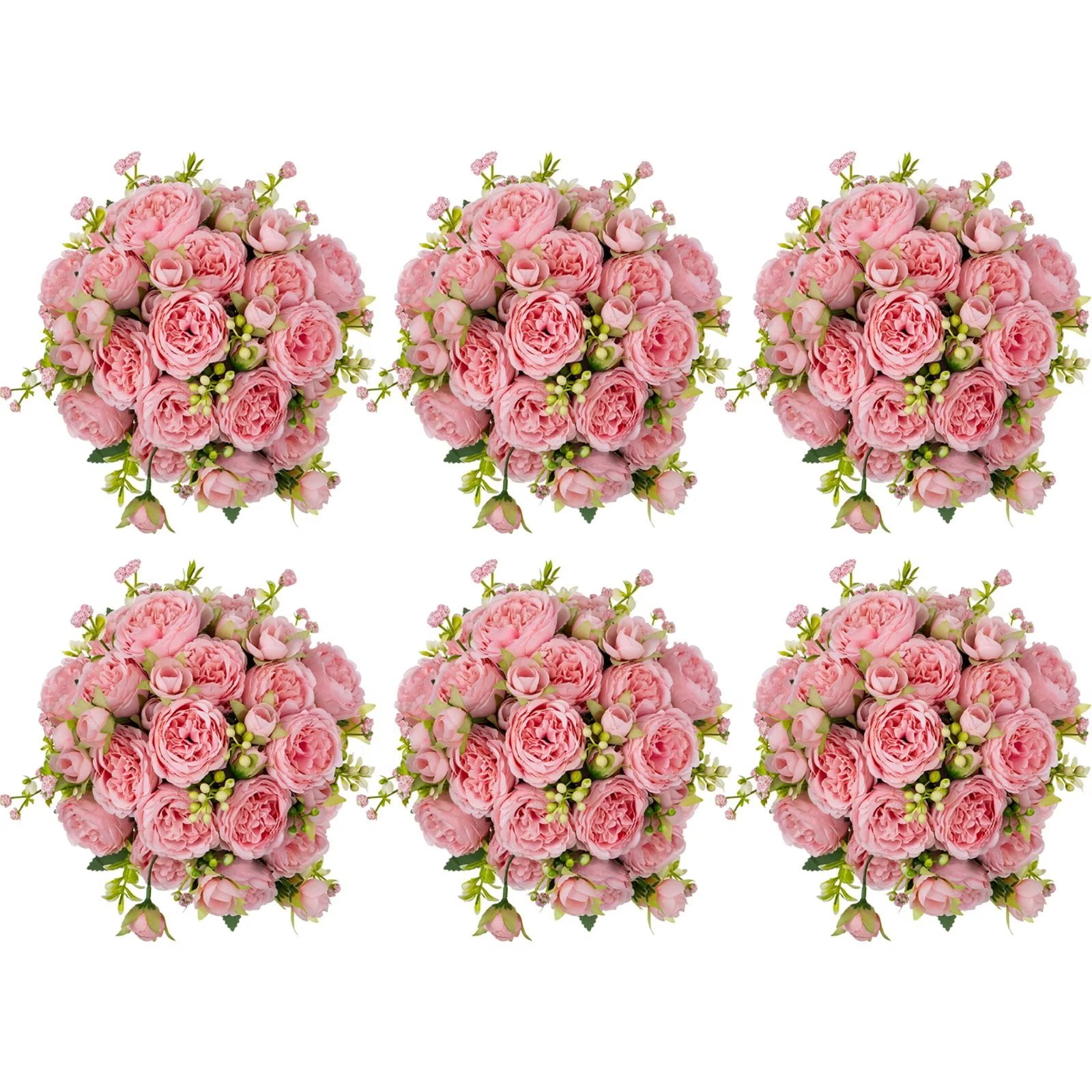 Blosmon Peony Artificial Flowers Bouquet for Wedding Party Table