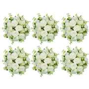 Blosmon Peony Artificial Flowers Bouquet for Wedding Party Table Centerpieces 24 Bunches White Silk Peonies Bulk