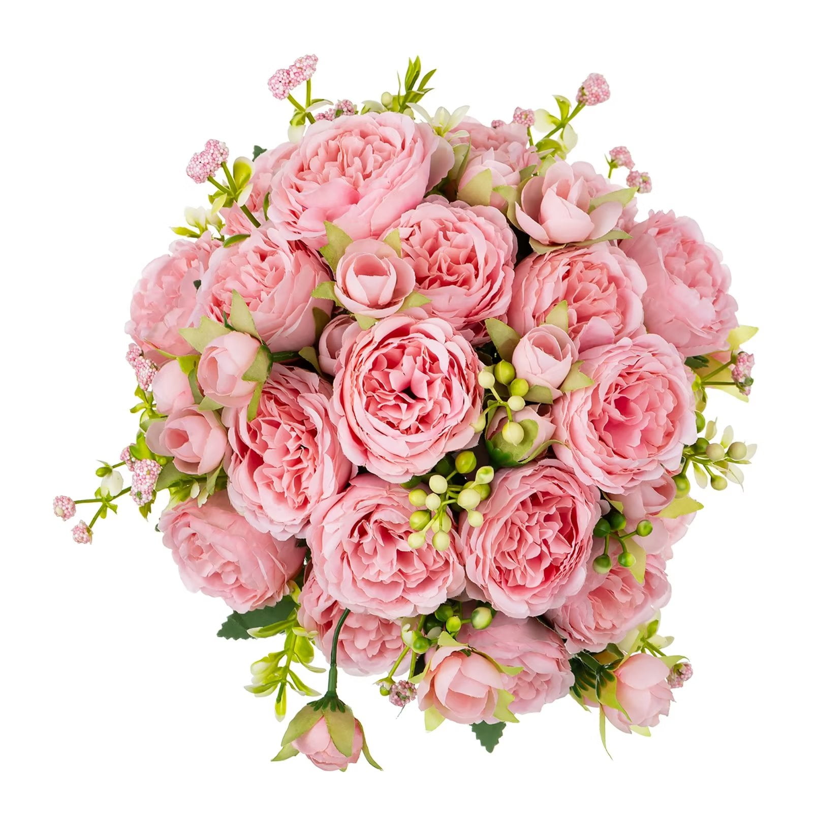 Blosmon LongStem Artificial Peony Flowers Bouquet, Pink Silk Peonies