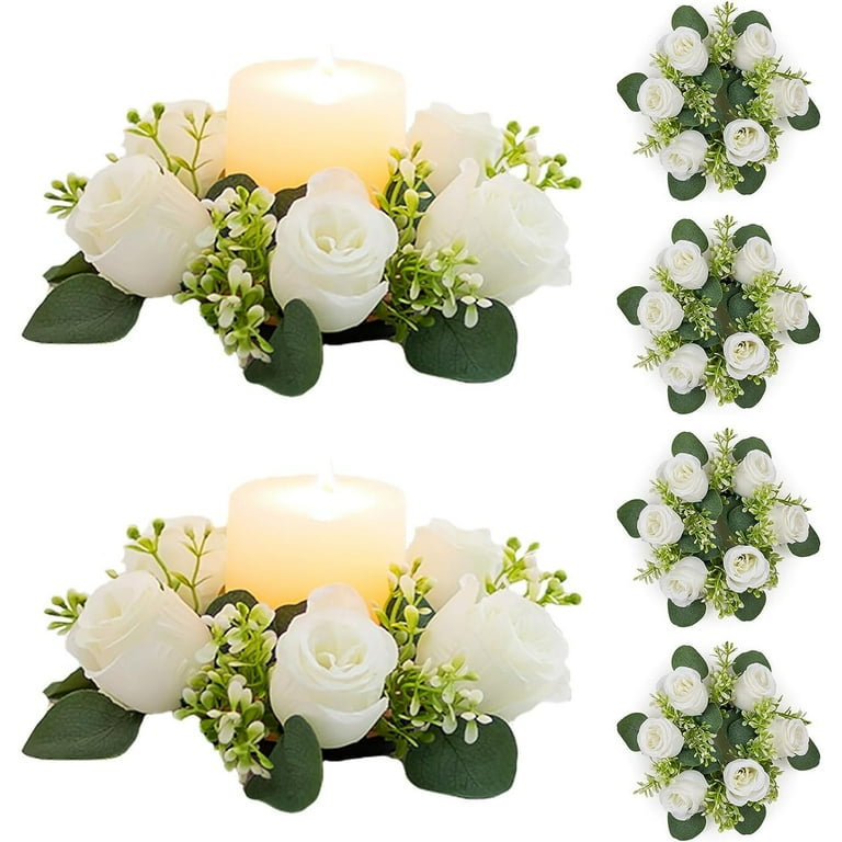 Blosmon Floral Holder Pcs White Artificial Rose Wreaths