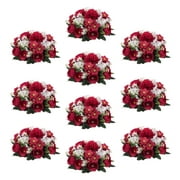 Blosmon Wedding Artificial Flowers for Centerpieces Set of 10 Burgundy Fake Flower Kissing Balls Floral Arrangements Bouquets for Home Party Table DIY Decorations