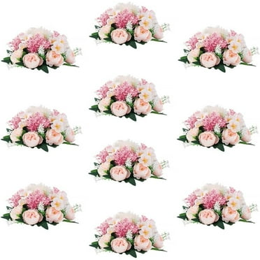 BLOSMON Wedding Artificial Flowers Washable, Floral Centerpieces Pink 10 Count Bouquet