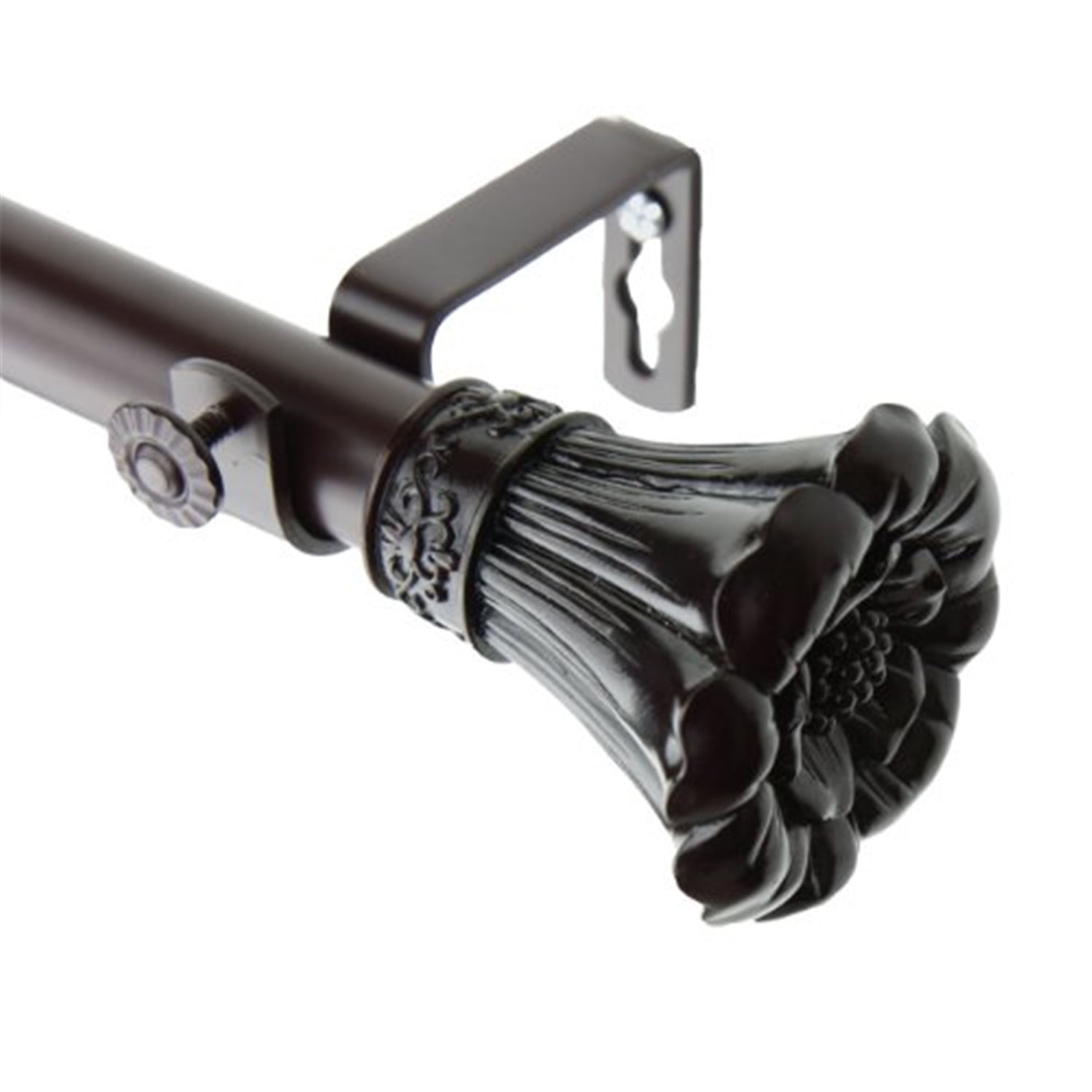 Blossom 1" Curtain Rod-Color:Mahogany,Size:48-84"