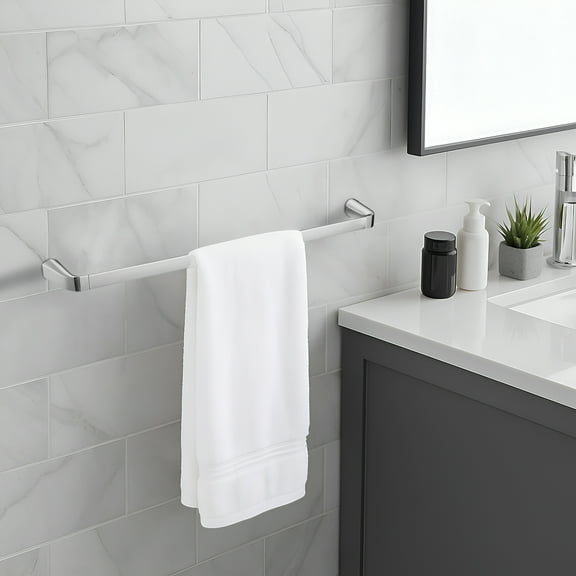 Blossom 24" Wall-Mounted Single Towel Bar, Solid Brass, Chrome Finish Bathroom Accessory - BA02 106 01