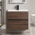 thumbnail image 1 of Blossom 24 Wall Mounted Bathroom Vanity in Dark Walnut with Ceramic Sink | Floating Bathroom Cabinet with Storage, 1 of 8
