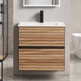 thumbnail image 1 of Blossom Annecy 24" Wall Mounted Vanity | Maple Strip | Ceramic Sink | Modern Floating Bathroom Cabinet, 1 of 8