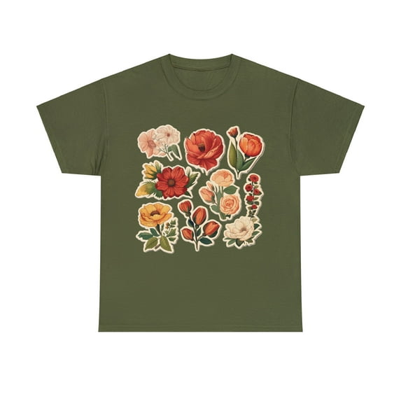 Blossom Array: Floral Bouquet - Unisex Heavy Cotton Tee