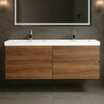 thumbnail image 1 of Blossom Assisi 60" Bathroom Vanity w/ Ceramic Sink | Brown Walnut | Basin | Floating Vanity Storage, 1 of 8