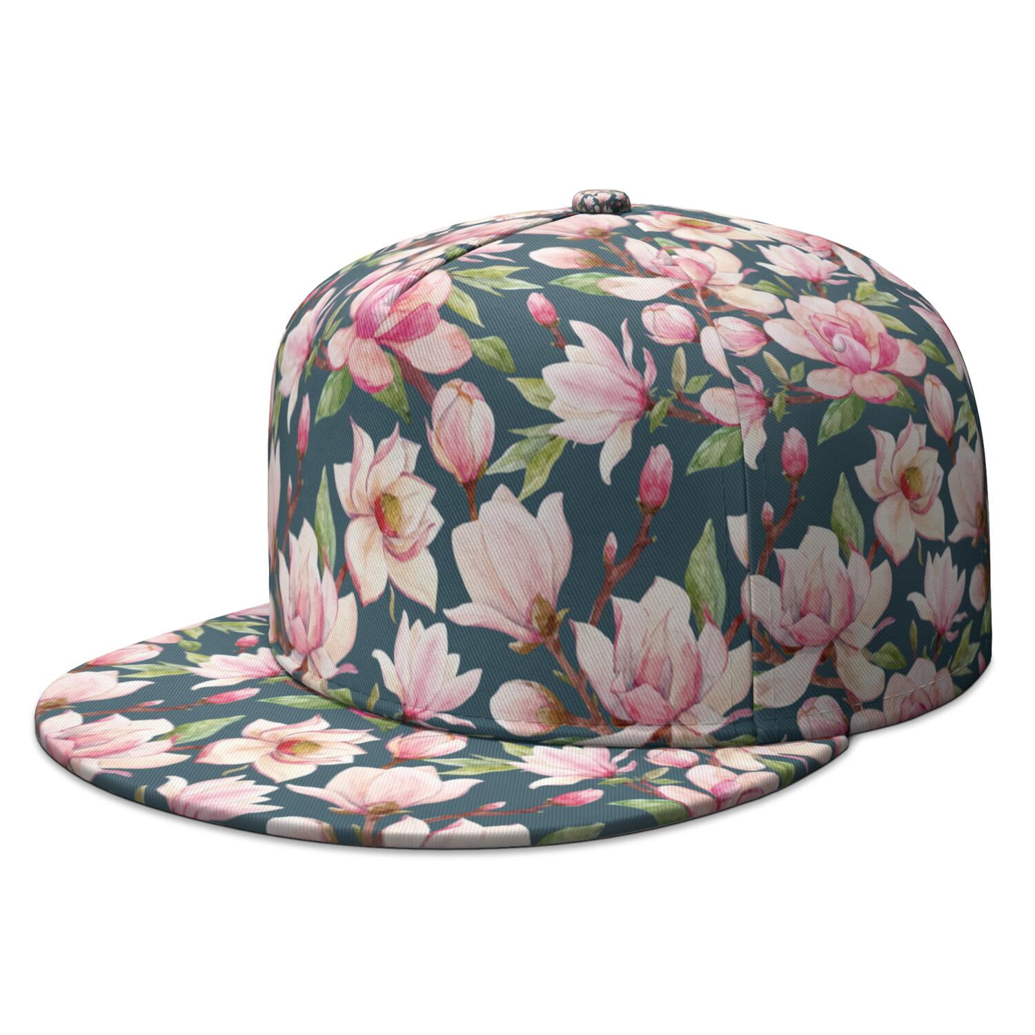 Adjustable Flat Bill Snapback Hat - Cherry Blossoms Hip Hop Baseball Cap For Men & Women - View #6