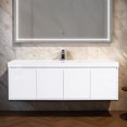 thumbnail image 1 of Blossom Bern 60" Floating Bathroom Vanity with Sink – Wall Mounted, Soft-Close, Storage, Glossy White, 1 of 9