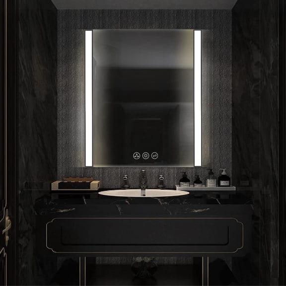 Blossom Binary 30"x32" LED Mirror  Matte Black Frame | Foldable Wings | Anti-Fog | Dimmable | Smart Touch