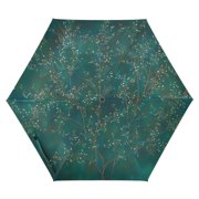 Blossom Branches Folding Umbrella UV50+ Waterproof Sun Protection Auto Open Close Compact Fiberglass Frame