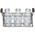 thumbnail image 1 of Blossom Bucket 131-36733 Small Rectangle Decorative Metal Basket with Three Glass Bottles, 1 of 3
