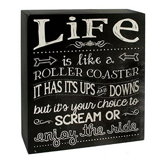Blossom Bucket 1466-38282 "Life" Wall Box Sign, 5 x 6", Black/White