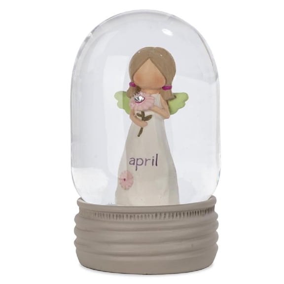 Blossom Bucket April Birthstone Angel Snow Globe, 4.25-inch Height, Resin, Home, Home Dcor
