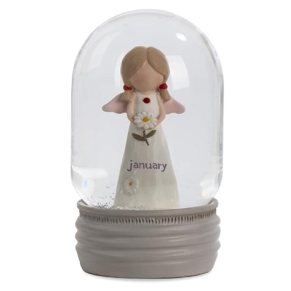 Blossom Bucket January Birthstone Angel Snow Globe, 4.25-inch Height, Resin, Home, Home Dcor