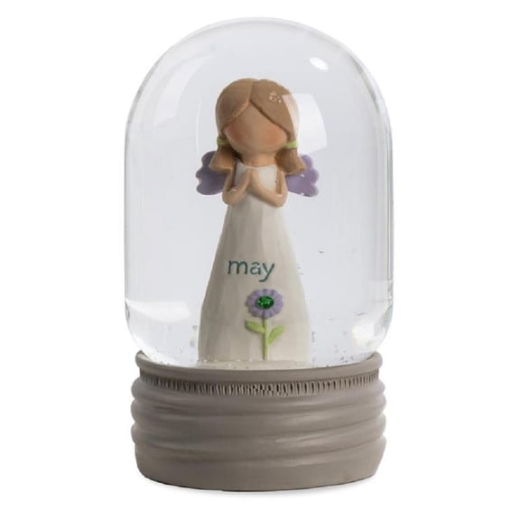 Blossom Bucket May Birthstone Angel Snow Globe, 4.25-inch Height, Resin, Home, Home Dcor