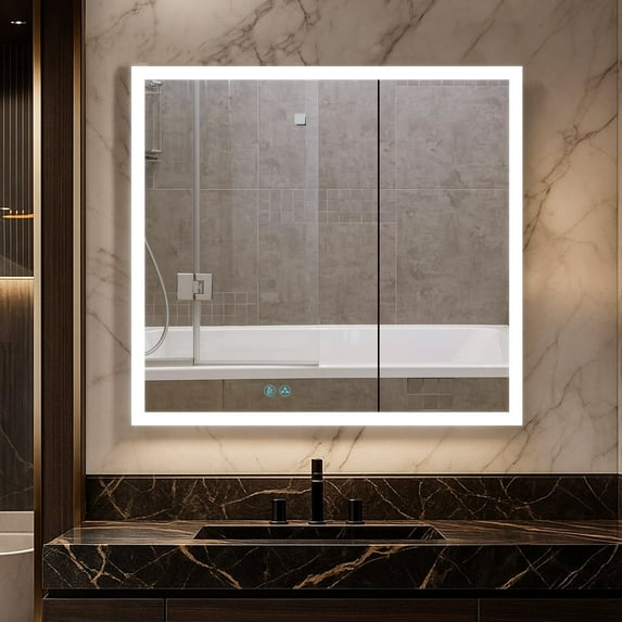 Blossom Capella 36" LED Medicine Cabinet | Aluminum Frame | Adjustable Shelves| Smart Memory | Defogger