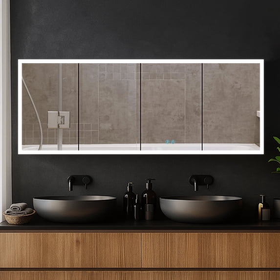 Blossom Capella 72" LED Medicine Cabinet | Aluminum Frame | Adjustable Shelves| Smart Memory | Defogger