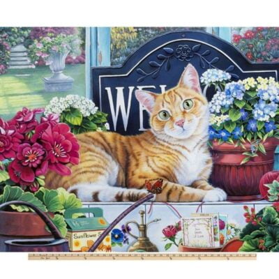 Blossom Cat 45" Wide Panel Fabric (Single Panel)