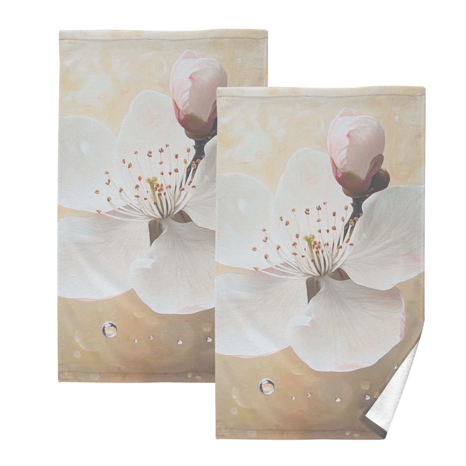 Blossom Drop Hand Towels Cotton Bath Towels Large Face Towels Absorbent for Bathroom 2 Packs