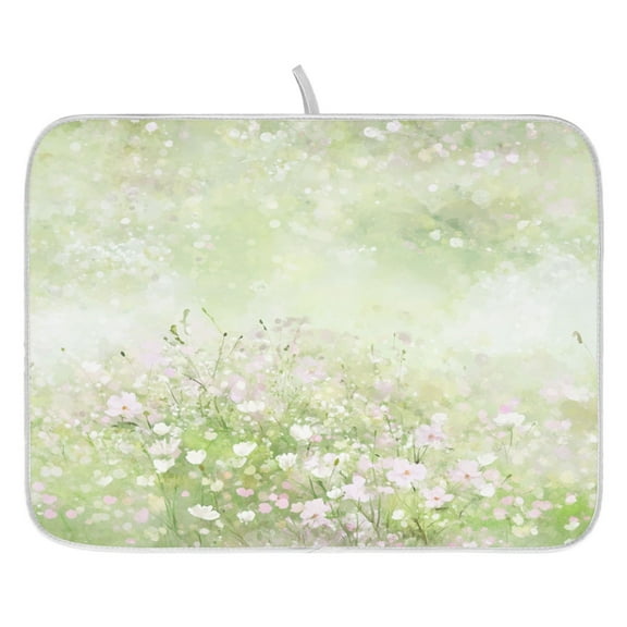 Blossom Field Pattern Dish Drying Mat for Kitchen, Quick Drying Absorbent Soft Durable 16" x 18"